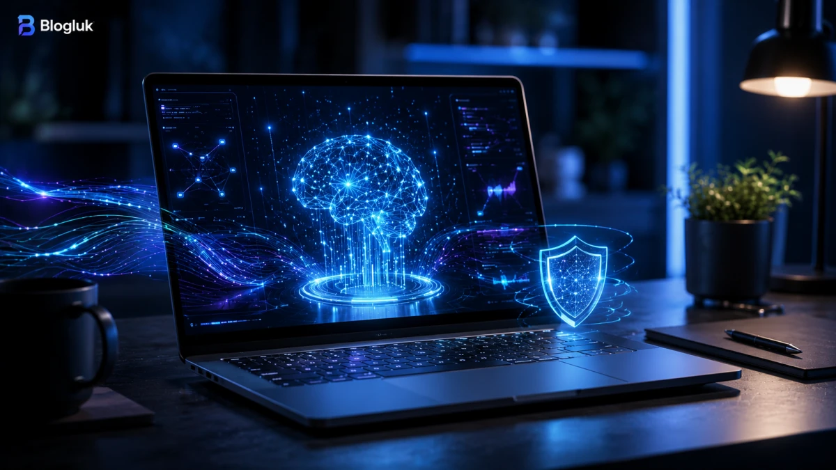 Yapay zekanın bilgisayar üzerinde yerel olarak çalışmasını gösteren AI PC görseli