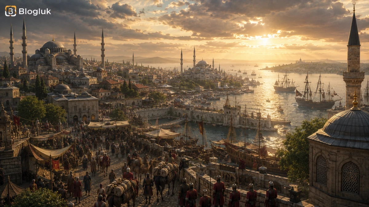 Osmanlı Devleti'nin yükseliş dönemini ve 16. yüzyıldaki gücünü gösteren İstanbul manzarası